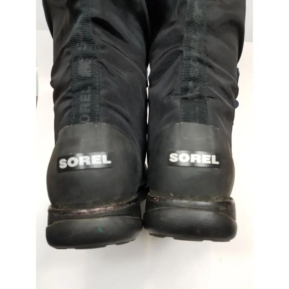 Sorel Black Nylon Knee High Winter Rain Boots  NL1708-010 Black Women's Size 9